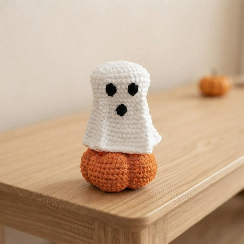 Crochet Ghost Pumpkin Decor