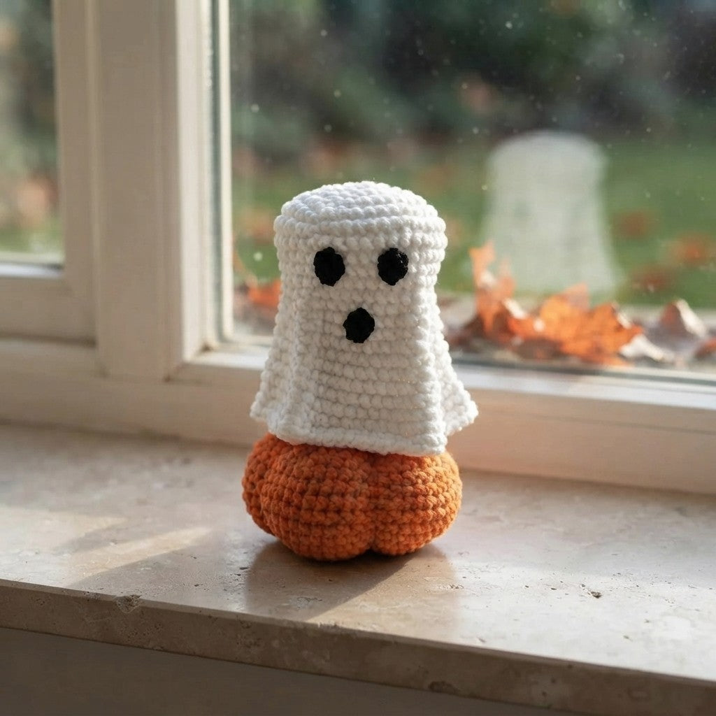 Crochet Ghost Pumpkin Decor