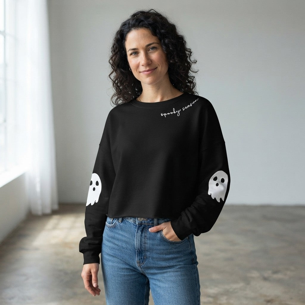 Spooky Ghost Crop Sweatshirt
