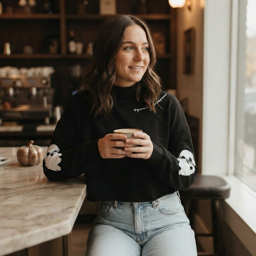 Spooky Ghost Crop Sweatshirt