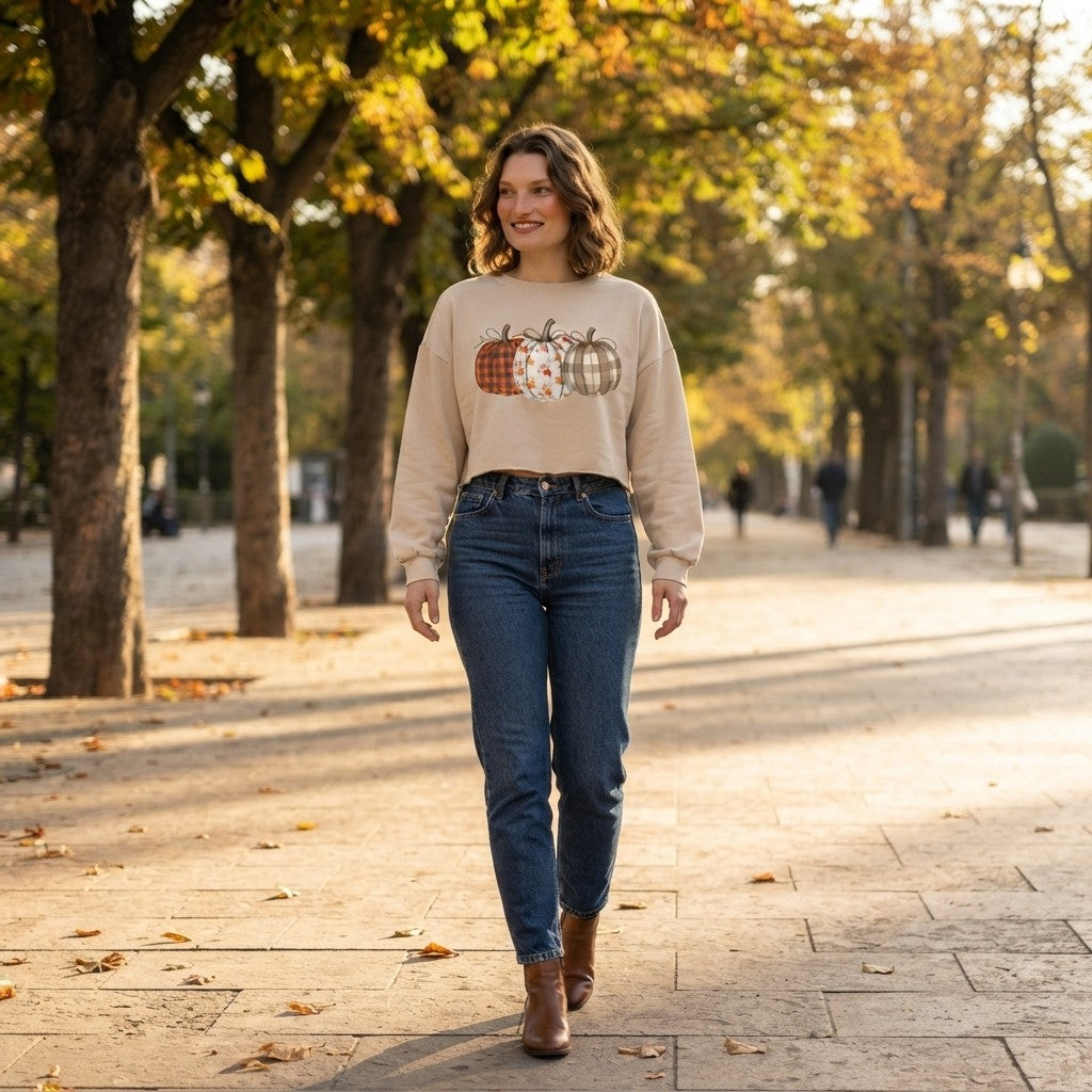 Ghost Graphic Crop Sweatshirt