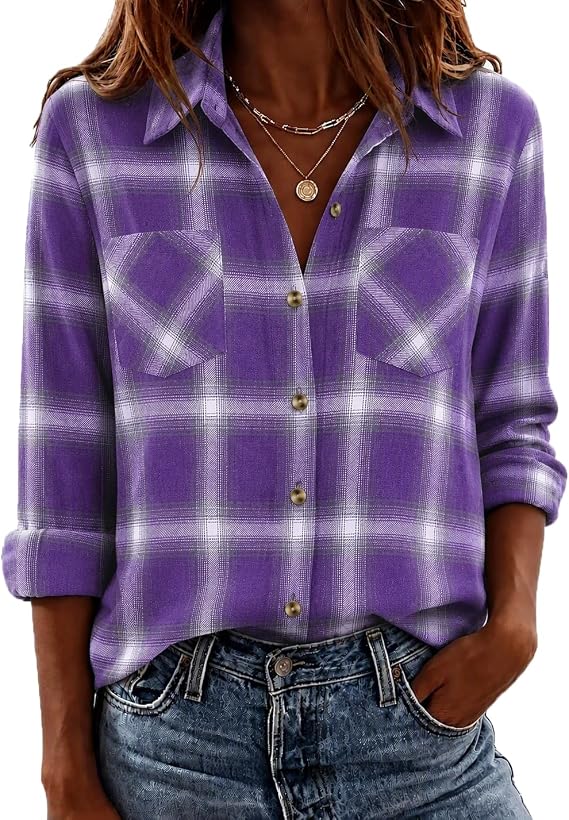 Zeagoo Womens Flannel Plaid Shirt