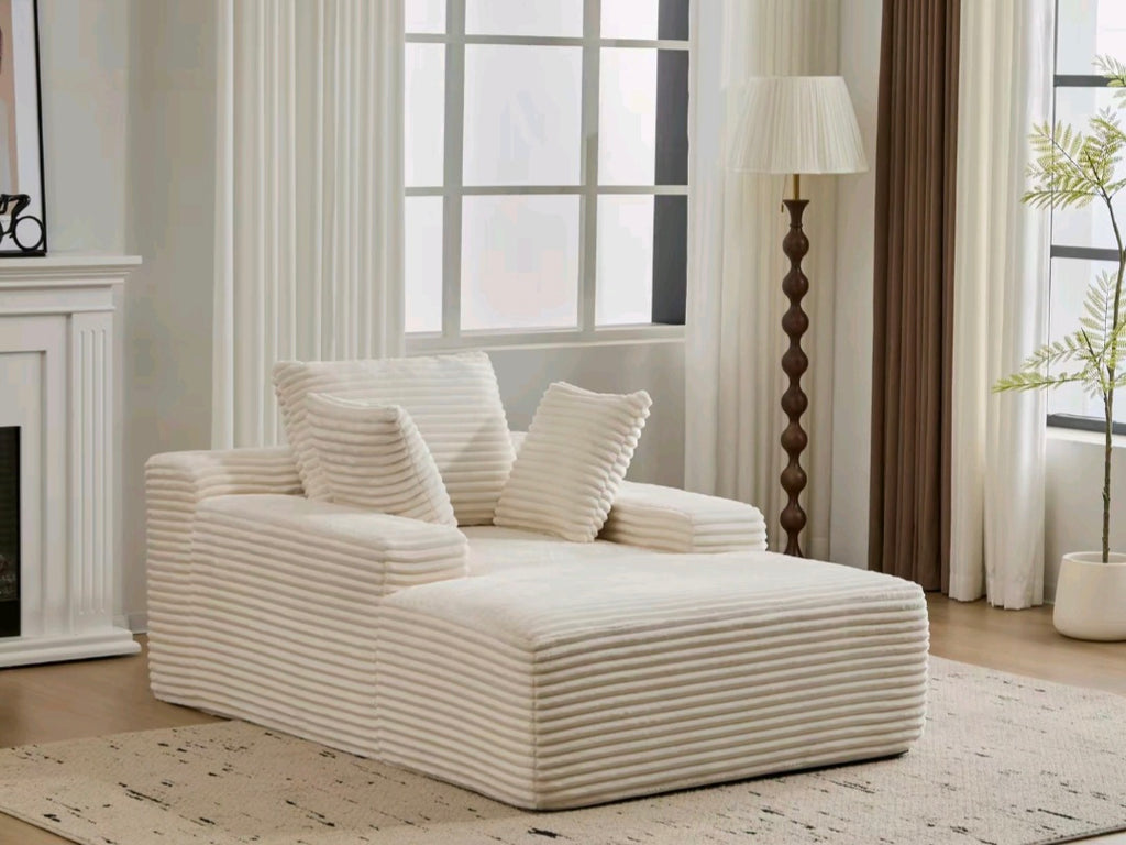 SOUTTEE 64" Depth Boneless Plush Corduroy Chaise Lounge