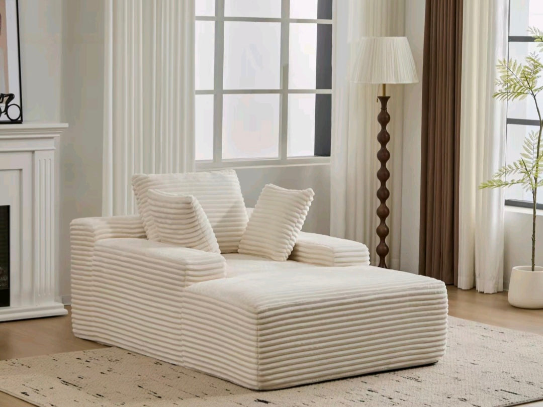 SOUTTEE 64" Depth Boneless Plush Corduroy Chaise Lounge