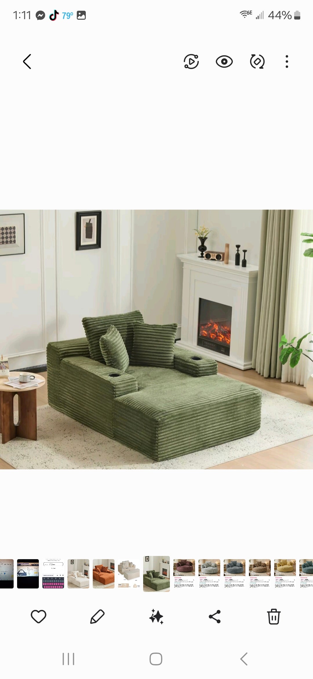 SOUTTEE 64" Depth Boneless Plush Corduroy Chaise Lounge